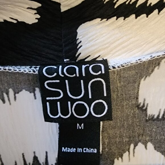 Clara Sun Woo Aztec Crinkle Pleat Crossover Tulip Hem Dress, Medium Size 12 - Picture 5 of 5